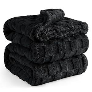 Bedsure Black Fleece Blanket for Couch - Super Soft Cozy Queen Blankets for Women, Cute Small Blanket for Girls, 90x90 Inches