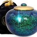 Sparkling Atlantis Cremation Urn for Ashes Adult Male - Beautifully Handcrafted Decorative Urns & Personalized Cremation Urns for Human Ashes Adult Man (Medium, Atlantis Green / Blue)