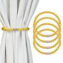 HIASTRA Magnetic Curtain Tiebacks, 6pcs Modern Handmade Rope Curtain Tie Backs Decorative Curtain Holdbacks Holders Cord for Window Sheer Drapes Indoor Outdoor, Gold