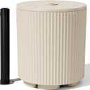 2-in-1 Outdoor Umbrella Side Table, Umbrella Base with Hole, Beige