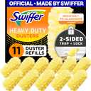 Swiffer Dusters Refill for Cleaning, Feather & Microfiber Duster Disposable Alternative, For Dusting Furniture, Blinds, Ceiling Fans, Walls, Helps Remove Allergens, Heavy Duty, Unscented, 11ct