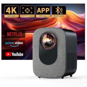 [Netflix-Officially-Licensed]4K Projector with Wifi & Bluetooth, Jimveo 800 ANSI Native 1080P, Netflix/YouTube/PrimeVideo Built-in, Electric Focus & 4P Keystone Outdoor Portable Smart Projector