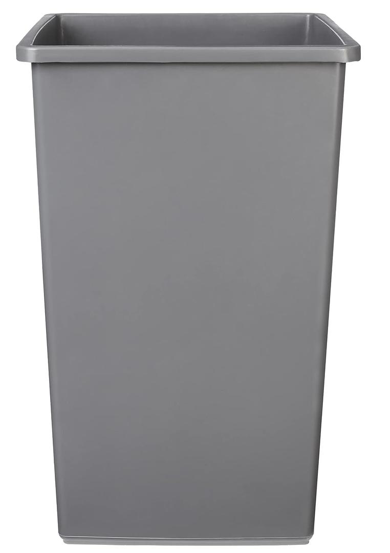 Amazon Basics Square Waste Container, Open Top, Space Saving, 25 Gallons, Grey, Pack of 2