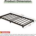 Lutown-Teen Twin Trundle Bed Frame with Metal Slats, Roll-Out Design, Easy Assembly Steel Frame with Lockable Wheels, Noiseless Pull Out Bed for Bedroom, Living Room or Guest Room, Black