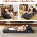 Folding Sofa Bed, Convertible Sleeper Chair with Back Support and Pillow Futon,Boneless Foldable Couch for Living Room/Guest Use/Home Office, Foldable Chair Bed for Adults, Dark Gray, Single