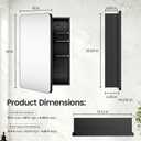 16x24 Medicine Cabinet with Mirror, Aluminum Bathroom Wall Organizer, Pre-Assembled, Center Partition for Tall Bottles, 6 Adjustable Shelves, Soft-Close, Recessed/Surface Mount, Matte Black