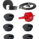 Bicafa 6 Pack Desk Grommet 2 Inch (50 mm) Bi-Metal Hole Saw Kit with Cord Wrap Coiled Tube Management,2 m Cable Sleeve Organizer with Table Hole Cover