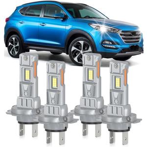 Compatible For 2016 2017 2018 2019 Hyundai Tucson Hi/Lo Beam Lights Bulbs, 20000LM 800% Brightness 6000K White Light Bulbs, Plug and Play, Pack of 4