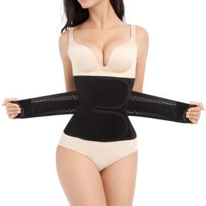 Postpartum Belly Band,C Section Belly Binder,Abdominal Binder Post Surgery Girdle,Tummy Tuck Compression Wrap Waist Trainer (Black, Medium)