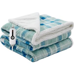 Electric Heated Blanket Full Size 72"x84" Microplush & Sherpa Fabric, Machine Washable 4 Heat Settings & 10 Hours Auto Off - Mint Green