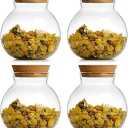 DNIENKGE Spherical Glass Jar With Cork Lid Airtight  17oz Candy Jar Kitchen Glass Jar  for Preserving and Storing Coffee, Spice, Beans, Sugar etc (9)