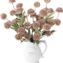 Floroom 6pcs Light Taupe Faux Silk Mums Artificial Flowers, Bulk Fake Small Mini Chrysanthemums with Stems for DIY Wedding Centerpieces Floral Arrangements Vase Fillers Home Decorations