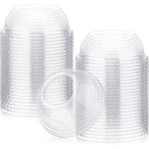 LemonRoad 50 Packs 98 mm Dome Lids Wide Hole Plastic Cold Cup Lids Disposable Clear Dome Cap for 16-24 oz Plastic Cups