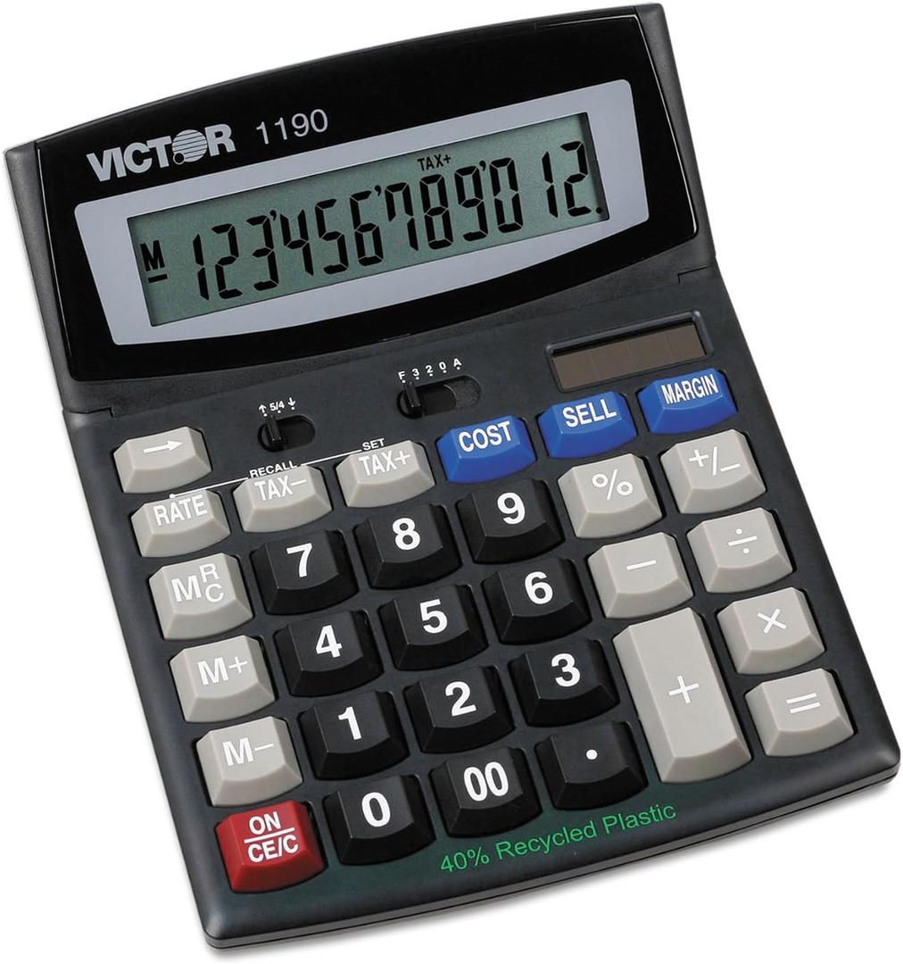 Victor 1190 Executive Desktop Calculator, 12-Digit LCD (Black)