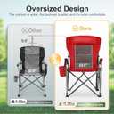 LET'S CAMP Oversized 29.52" High Back Camping Chairs Heavy Duty Lawn Chair Support 500LBS, Collapsible Chair with Cup Holder, Side Pocket,2 Pack(Red)