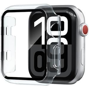Foamia 2 Pack Case for Apple Watch Screen Protector, Hard PC Case with Tempered Glass Protective Cover Guard Bumper, Slim Apple Watch Cover for iWatch Series 3 2 1 - Clear/Clear 38mm