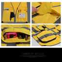 High visibility reflective safety vest multi pockets Hi-vis vest workwear safety waistcoat with reflective strips (Yellow, XXXL)