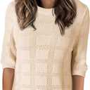 Dokotoo Women's Casual Short Sleeve Loose Tunic Tops Lightweight Crochet Knit Summer Sweaters Blouses