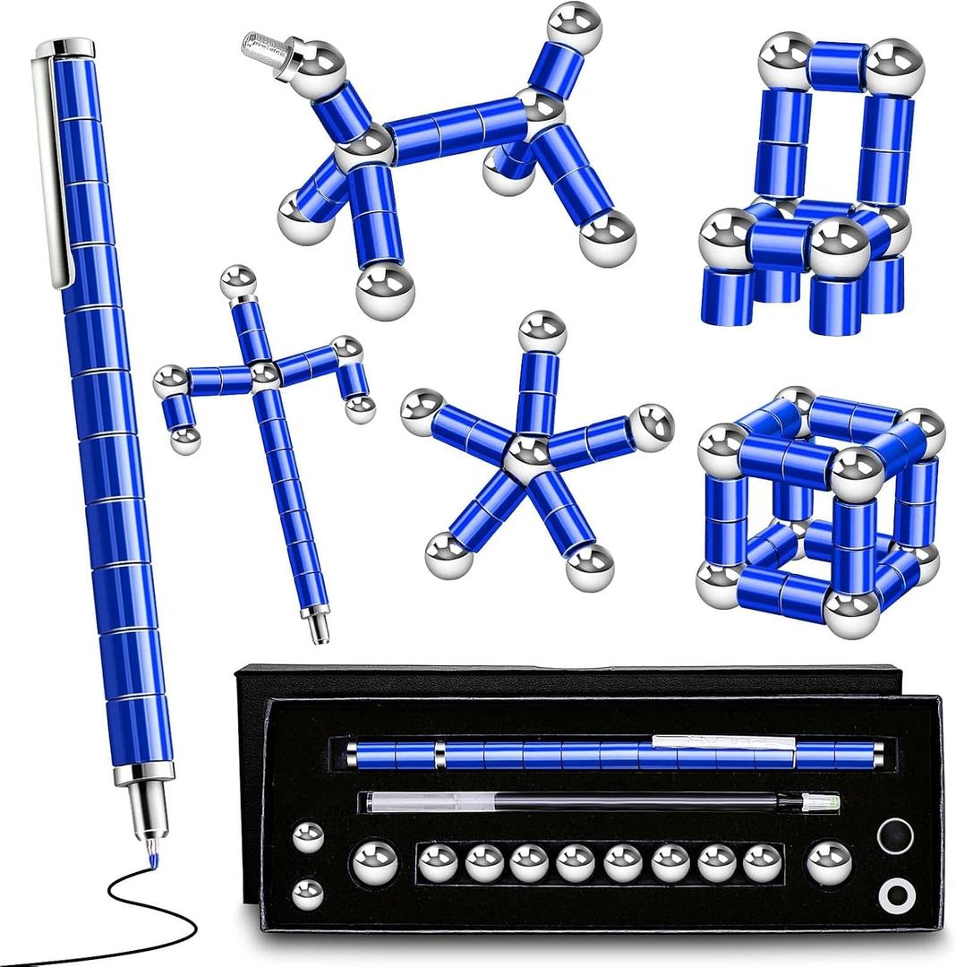 Magnetic Fidget Pen Gifts for Teens - Birthday Gifts for Men,Father, Adults, Office Desk Accessories ADHD Anxiety Relief Desk Toys for Office Workers Cool Gadget Stuff for 14 15 16 17 18 Year Old Boy (Blue)