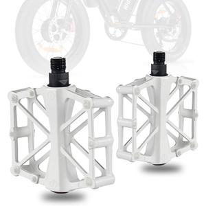 White Pedals Compatible with Ridstar Q20, Bicycle Pedals for Electric Bike, Aluminium Lightweight Platform Pedal with Non-Slip Pins, Durable Flat Pedal for Electric Bicycle