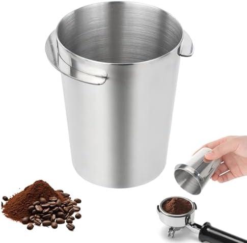 Coffee Dosing Cup 58mm, Stainless Steel Dosing Cup Compatible with All 58mm Portafilter, Coffee Powder Cup, Coffee Powder Feeder, Coffee Machine Accessories, Set of 2