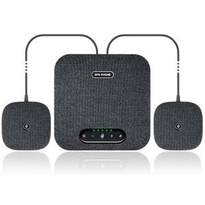 Conference Speaker and Microphone, Bluetooth/USB Speakerphone with 2 Expansion Mics, 360 Enhanced Voice Pickup, Noise Reduction Conference Microphone for Large Conference Room with up to 20 People