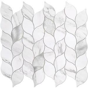Tilingview 10-Sheet Peel and Stick Backsplash Tile for Kitchen, Self-Adhesive Mosaic Leaf Shape PVC Mixed Metal Wall Tile with Gaps (Leaf Gaps Marble)