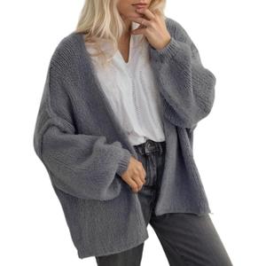 Women Chunky Sweater Y2k Oversized Knit Cardigans Long Sleeve Open Front Knit Sweaters Outwear 2026 Fall Winter Clothes (Small, Dark Grey)
