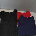 Riyiper 3 Pack Women's Elbow Length Tops, Half Sleeve Ribbed Cotton T Shirt Crew Neck Summer Tee Slim Fit Casual Blouses(Black, Navy Blue, Wine Red,Medium)