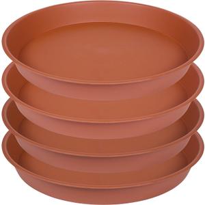 4 Pack Plant Saucer, 13 14 16 18 inch Heavy Duty Plastic Plant Saucer Round, Plant Tray for Pots, Flower Plant Saucers for Indoors, Plant Trays for Planter 12-15" (14 inch, Terracotta)