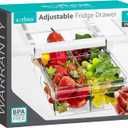 Sorbus Pull Out Fridge Drawer Organizer, for 0.6 Inch Thick Shelf, Adjustable Plastic Bathroom Organizer, 12-17 Inches, Refrigerator Storage Bin, Kitchen & Bathroom Storage (1 Pack)