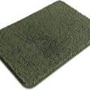 Olive Green Bathroom Rugs Absorbent and Washable Bath Mat, Non-Slip, Thick Soft Chenille Bath Rugs for Bathroom Floor, Shower, Sink,  Dark Green - 17" x 24"