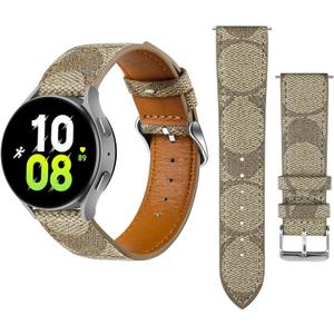 Leather Bands Compatible with Samsung Galaxy Watch 5/4/6 40mm 44mm/5 Pro 45mm/4 Classic 42mm 46mm, 20mm Luxury Retro Leather Straps for Galaxy Active 2 40mm 44mm/Watch 3 41mm Women Men (Brown)