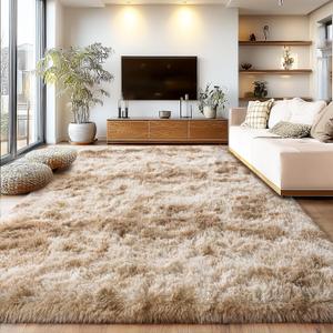 Upgrade Non-Slip Plush Rugs for Living Room, Soft Shaggy Carpets for Living Room, Fuzzy Rugs for Kids' Room, Perfect Decor for Modern Home Tie Dye Camel 5x7 Feet