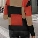 SISKIN Color Block Patchwork Pullover Sweater for Women, Crew Neck Long Sleeve Casual Fall Pullover Sweaters 2025 (Large, Brown)