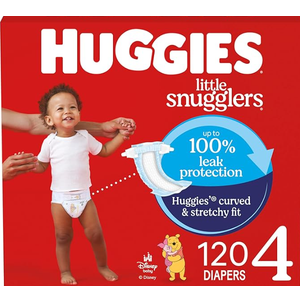 Huggies Swaddlers Diapers, Size 4 (15-34 lbs), 120 Count, Absorbent, Keeps Baby Dry and Comfortable, Skin Safe Disposable Baby Diaper 