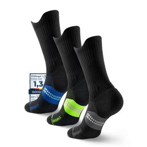 Juclise Compression Running Socks, Bamboo Viscose Coolmax Moisture-Wicking Anti-Blister Athletic Hiking Workout Gym Padded(S,Blue+Lime+Black) (Blue, S)