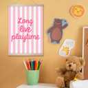 RZQIJ Long Live Playtime Sign Hanging Wall Flags Canvas Banner 12x16 Inch - Toddler Wall Decor Banner for Room, Playroom, Bedroom - Poster Hanger Frame for Kids - Girls Bedroom Decor(013)