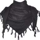 Explore Land Cotton Shemagh Keffiyeh Tactical Desert Scarf Neck Head Wrap with Tassel for Men Women (One Size, Black)