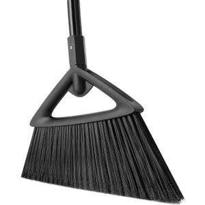 Eyliden Broom, Angle Broom with 57" Long Handle, PET Bristles - Fit Heavy-Duty Cleaning, Also Works Well Fine Dust - Commercial Outdoor Indoor Sweeper for Courtyard Sidewalk Deck Kitchen Lobby, Black