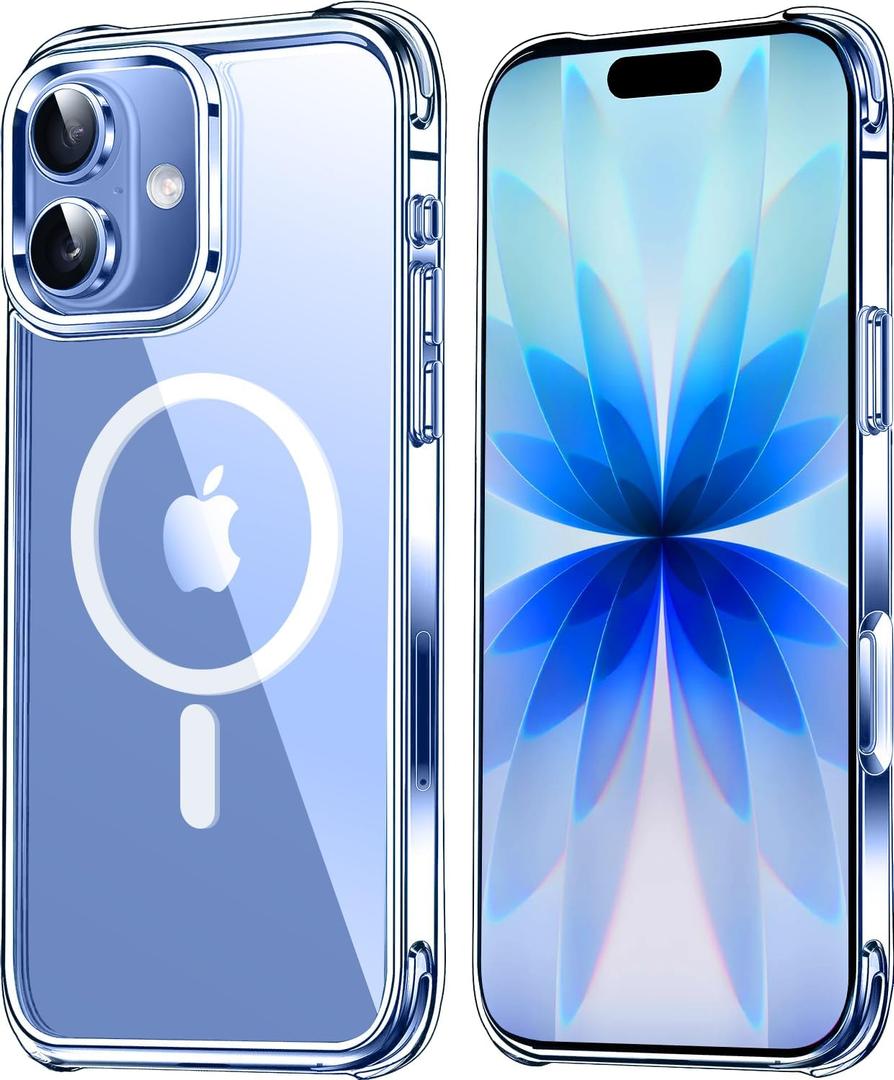 3 x Mkeke Magnetic Clear Case for iPhone 17, Compatible with MagSafe, Military-Grade Protection, Phone Bumper 6.3 inch 2025
