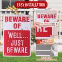 2 x Alotpower Halloween Decorations Metal Tin Sign for Outdoor Yard, Garage Wall, Rustic Vintage Beware of Well Just Beware, 7.8x11.8in