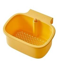Hanging Sink Strainer Basket - Press to Auto-Drain Food Waste Catcher, Multipurpose Organizer for Kitchen Drain, Over-Sink/Cabinet Mount Strainer for Sponges & Utensils (【Yellow】)