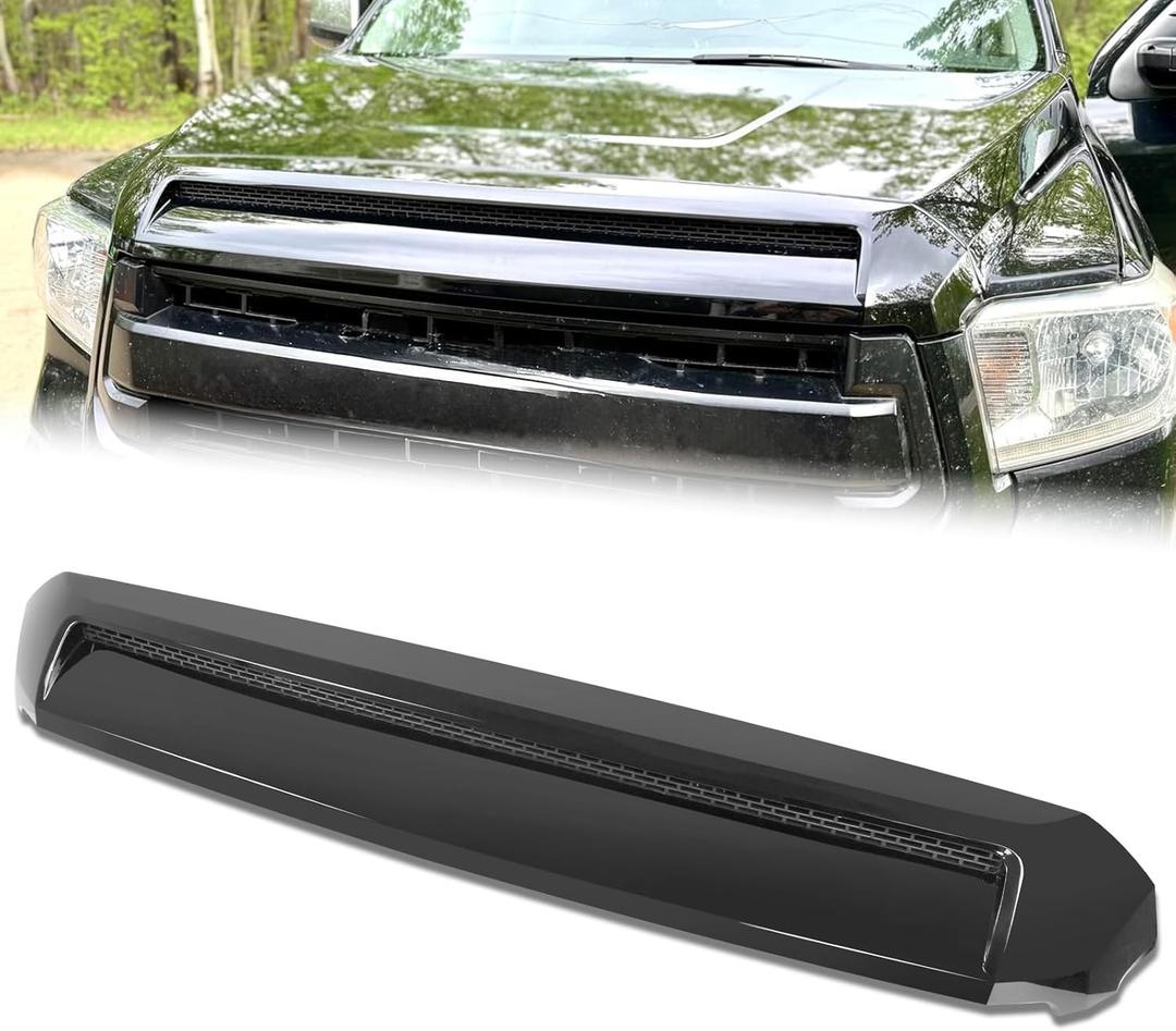 Front Upper Hood Bulge Molding Grille Trim Compatible with 2014-2021 Toyota Tundra, Replacement for TO1231102 Hood Scoop Hood Molding Grill Trim Black