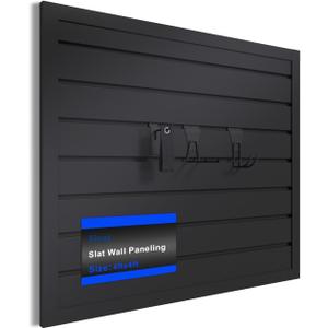 4'x4' PVC Slat Wall Paneling, High Load Capacity Slatwall Panel, Cuttable & Moisture-Proof & Flame Retardant, Heavy Duty Black Garage Slatwall Panes Storage Systems for Garage Workshop Storage