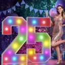 Marquee Numbers 25th-Birthday Decoration: Colorful 4FT Large Light Up 25 Year Old Birthday Decorations Anniversary Backdrop for Boys Girls Cardboard Sign 18 Colors Number 25 Mosaic Balloon Frame