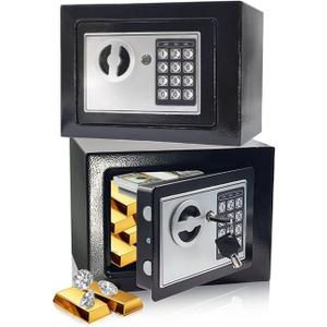 Mini Lock Box, 0.23 CuFt Security Small Money Safe Box for Home College, Small Kids Personal Cabinet Safe with Keypads, Hidden Wall Safe for Money Cash Jewelry Gun Office Dorm Room