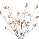 ACRYCS 4 Pcs Artificial Greenery Stems Plants 35.4" Faux Branches for Vase Filler Fake Ficus Twig Plants Orange Leaves for Home Office Party Wedding Shop Autumn Fall Decoration