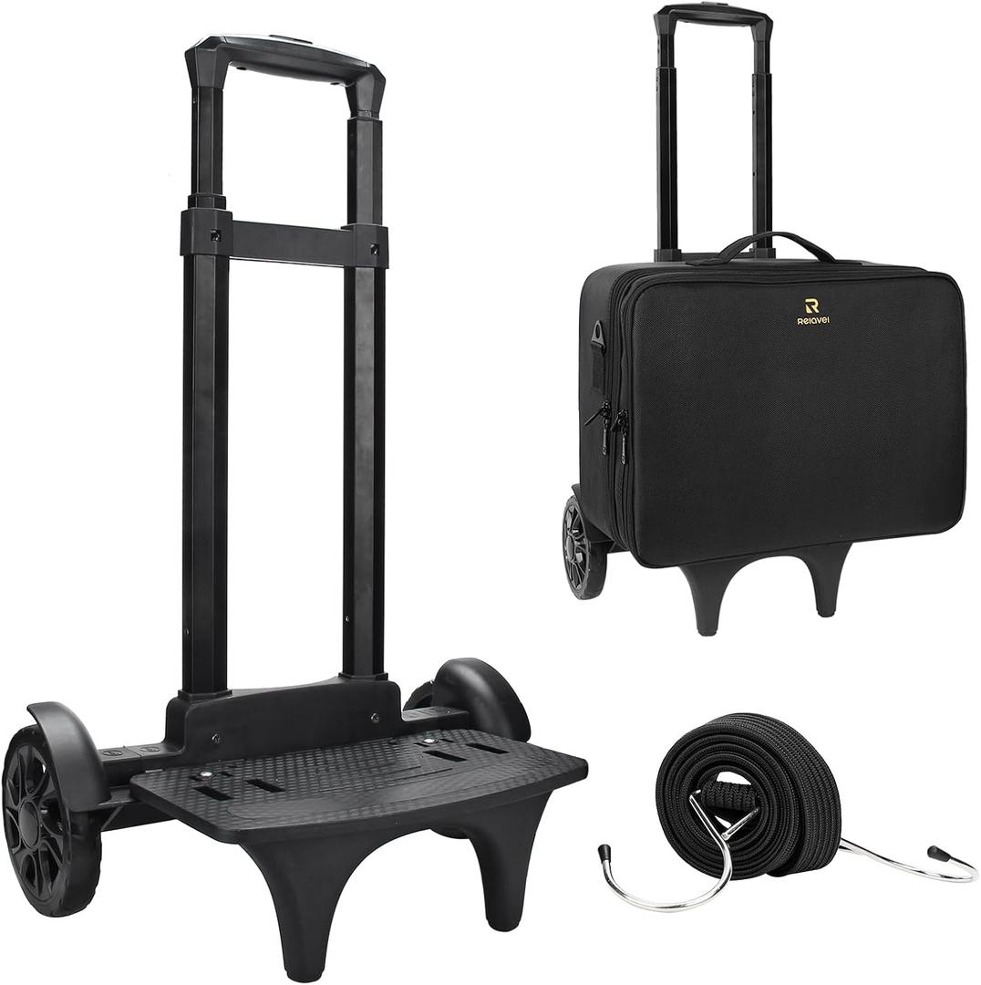 Relavel Folding Hand Truck, Lightweight Dolly Cart with 2 Big Wheels, Easier to Climb Stairs, Foldable Luggage Cart Perfect for Makeup Artists, Suitable for Moving Backpack Extra Large Makeup Case