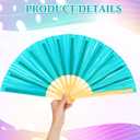 Maitys Large Rave Fan Folding Handheld Fans 13'' Clap Fans for Line Dancing Clack Fan Holographic Festival Accessory for Martial Art Gift Performance, Includes 2 Pouch